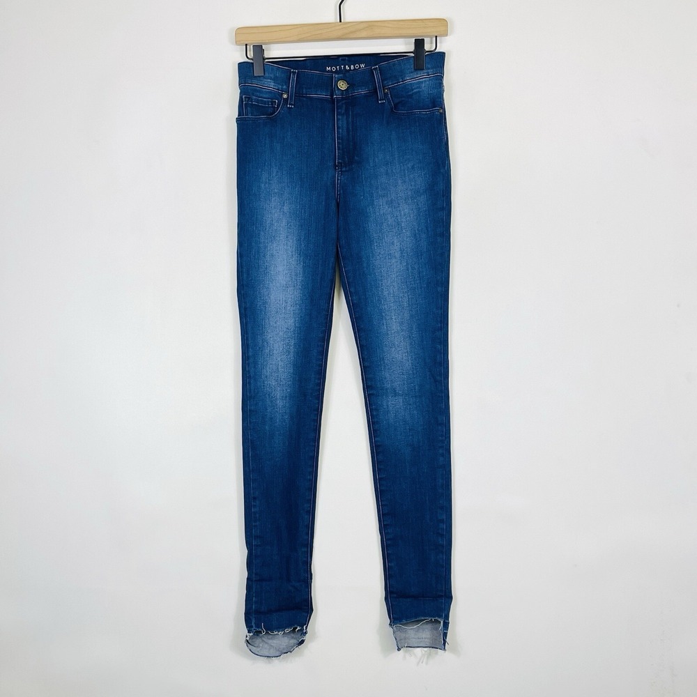 Mott & Bow Jeans Women's 26 x 28 Raw Release Chewed Ankle Hem High Rise Skinny